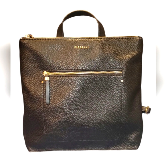 Giorgio Fiorelli Black Leather Backpack - Picture 1 of 7